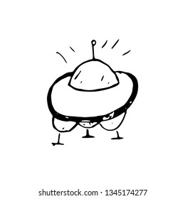 UFO hand drawn doodle sketch 