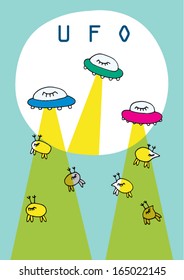 UFO hand drawn vector illustration
