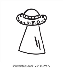 UFO hand drawn vector illustration 