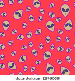 Ufo head seamless pattern - Alien background.