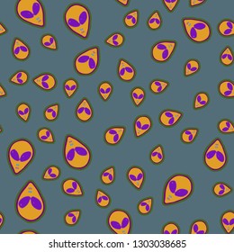 Ufo head seamless pattern - Alien background.