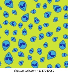 Ufo head seamless pattern - Alien background.