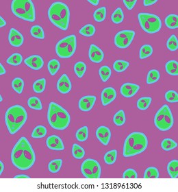 Ufo head seamless pattern - Alien background.