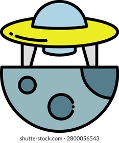 UFO Hovering Over Moon Surface