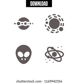 ufo icon. 4 ufo vector set. solar system and alien icons for web and design about ufo theme