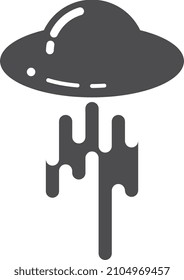 Ufo icon. Alien space ship with rays of abduction