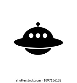 UFO icon in black. Spaceship sign. Alien concept. Vector EPS 10. Isolated on white background