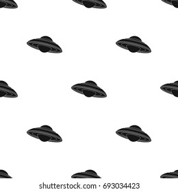 UFO icon in black style isolated on white background. Planets symbol stock vector illustration.