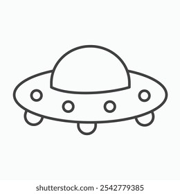 UFO icon in black and white outlined stroke