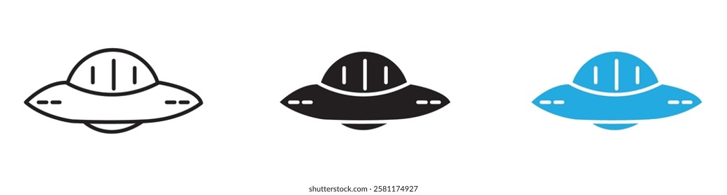 UFO icon black white vector outline