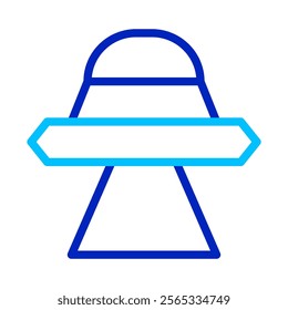 UFO icon in blue and light blue. Concept of alien, space, and science fiction.