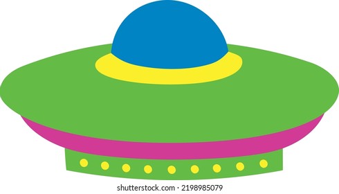 Ufo Icon. Bright Color Alien Space Craft