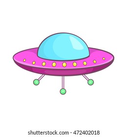 UFO icon in cartoon style isolated on white background. Unidentified flying object symbol