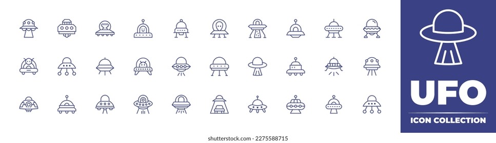 UFO icon collection. Duotone color. Vector illustration. Containing ufo, aliens, abduction.