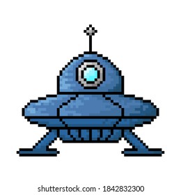 Ufo icon. Colored pixel art. Vector flat graphic illustration. The isolated object on a white background. Isolate.