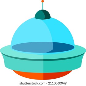 Icono Ufo. Buque espacial alienígena lindo al estilo de las caricaturas