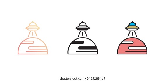 Diseño de icono de ovni con fondo blanco ilustración de stock