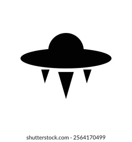 UFO icon flat design. Alien spaceship icon. Alien spacecrafts, UFO vector icon.  Flying saucer symbol. Vector Illustration.