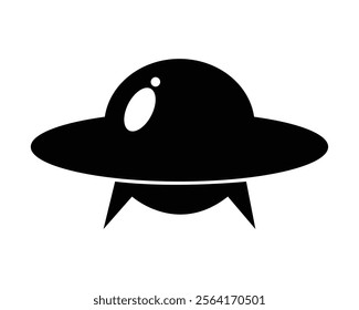 UFO icon flat design. Alien spaceship icon. Alien spacecrafts, UFO vector icon.  Flying saucer symbol. Vector Illustration.