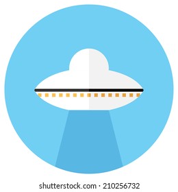 UFO icon. Flat design style modern vector illustration. Isolated on stylish color background. Flat long shadow icon. Elements in flat design.
