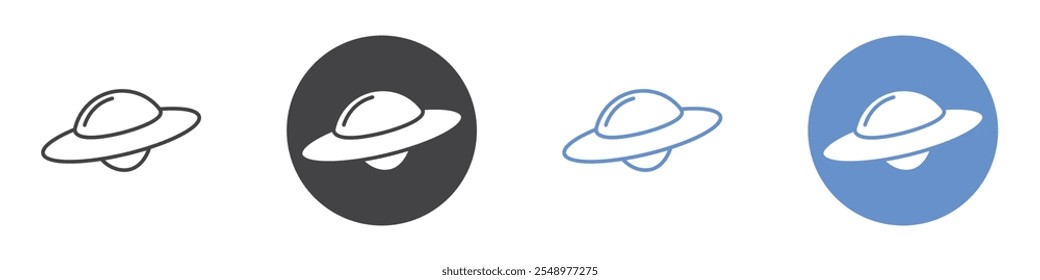 UFO icon flat line symbol set.