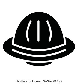 UFO Icon Flat outline fill black and white