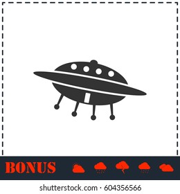 UFO icon flat. Simple vector symbol and bonus icon
