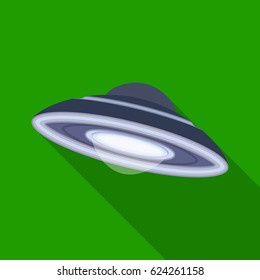 UFO icon in flat style isolated on white background. Planets symbol stock vector illustration.