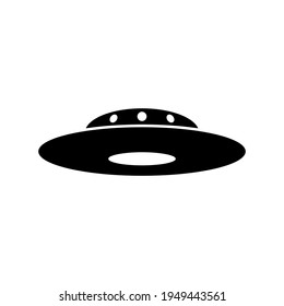 Ufo icon. Flying saucer. Black silhouette. Side view. Vector simple flat graphic illustration. The isolated object on a white background. Isolate.