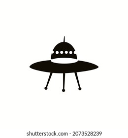 Ufo icon. Flying saucer. Black silhouette. Vector,illustration.