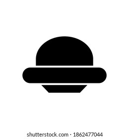 UFO icon, flying saucer logo isolated on white background