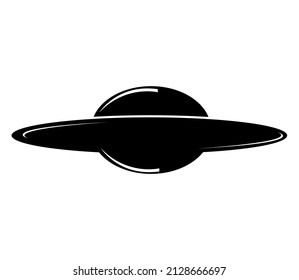 UFO icon, flying saucer logo isolated