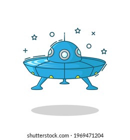 Ufo icon. Flying saucer. Unknown flying object. Side view. Colored contour silhouette. Vector simple flat graphic illustration. The isolated object on a white background. Isolate.