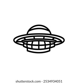 UFO Icon. flying saucer vector symbol. alien space ship sign