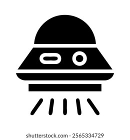 UFO icon flying in the sky. Concept of alien, extraterrestrial, and science fiction.