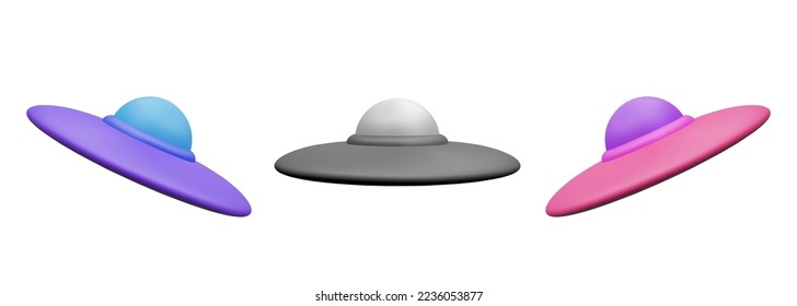 UFO icon. Flying spaceship color. World UFO Day. Flying saucer. Alien space ship in glyph style, isolated on white background. Vector