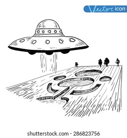  ufo icon, hand drawn vector illustration.