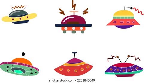 UFO ICON ILLUSTRATION, ALIEN AIRCRAFT ICON DESIGN ILLUSTRATION