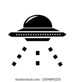 UFO icon illustration design, Alien ship symbol flat design vector isolated on white background