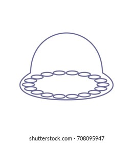 UFO icon illustration. Vector. Violet linear icon on white background. Isolated.