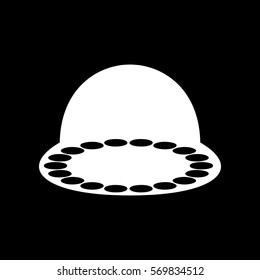 UFO icon illustration. White icon on black background.