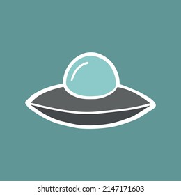 Ufo icon isolated on blue background. Vector illustration.
