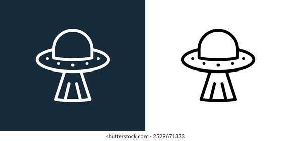 ufo icon isolated on white and black colors. ufo outline linear vector icon from astronomy collection for mobile apps, web and ui.