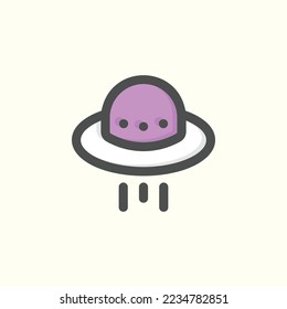  ufo icon, isolated space colored outline icon in light blue background, perfect for website, blog, logo, graphic design, social media, UI, mobile app