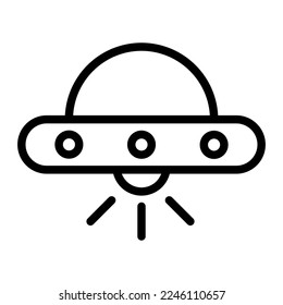 UFO icon line isolated on white background. Black flat thin icon on modern outline style. Linear symbol and editable stroke. Simple and pixel perfect stroke vector illustration