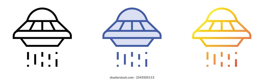 ufo icon. Linear, Blue Fill and Gradient Style Design Isolated On White Background