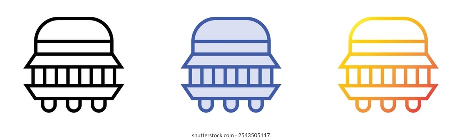 ufo icon. Linear, Blue Fill and Gradient Style Design Isolated On White Background