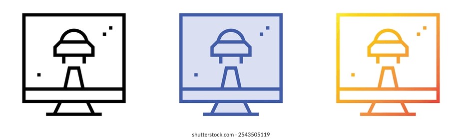 ufo icon. Linear, Blue Fill and Gradient Style Design Isolated On White Background