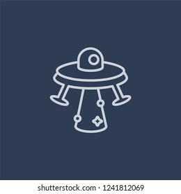 UFO icon. UFO linear design concept from Astronomy collection. Simple element vector illustration on dark blue background.