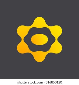 Ufo icon, link logo, 2d flat square vector on dark background, eps 8